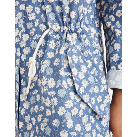 Madewell Preppy Ruffle-Neck Anorak Raincoat French Floral Blue Moon Size Smalll - Picture 3 of 14